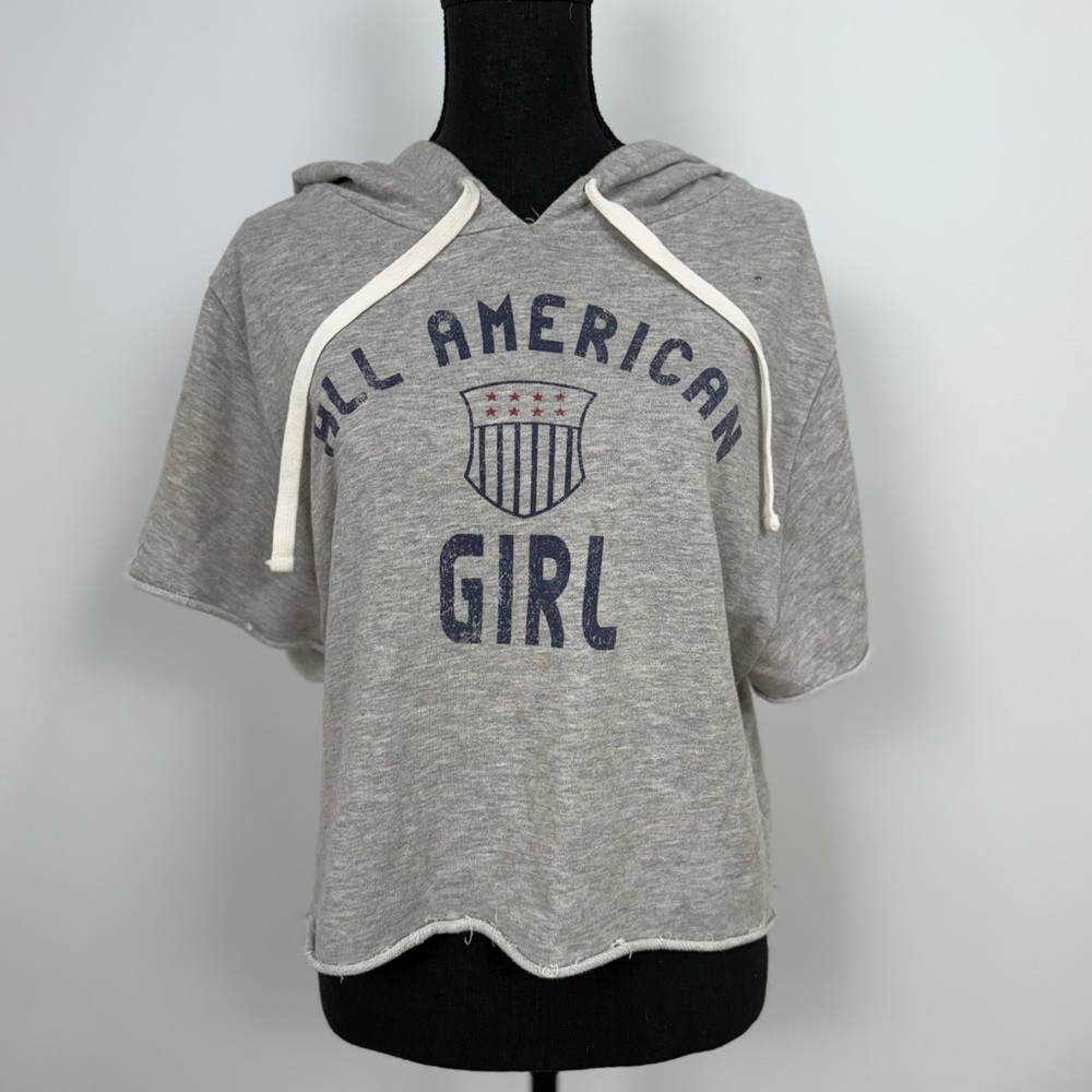 Gray Cropped Hoodie - All American Girl